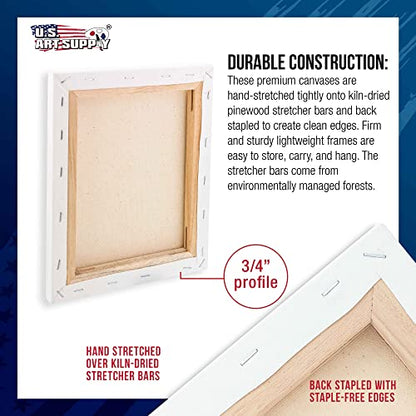 U.S. Art Supply 10"x10" Stretched Canvas for Painting, 3/4" Profile, 6-Pack - size: 10" x 10"