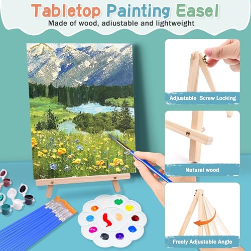 5 Pack 8x10 Canvas and Easel Set, Paint and Sip Kit for Adults Party