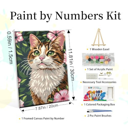 YOYA Framed Paint by Numbers Kit for Adults - Cat Paint by Number - color: Cat 035