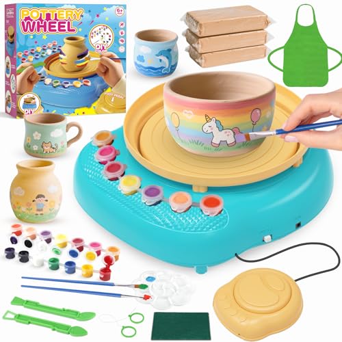 Pottery Wheel for Kids, Complete Kit with Air-Dry Clay, Ages 8-12 - color: Blue