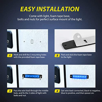 Nilight 10PCS 3.8" 6 LED Blue Indicator Side Marker Light - color: 3.8" Blue 10Pcs