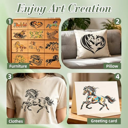 Horse Stencils for Crafts Reusable 15Pcs Art Painting Stencil - color: Horse