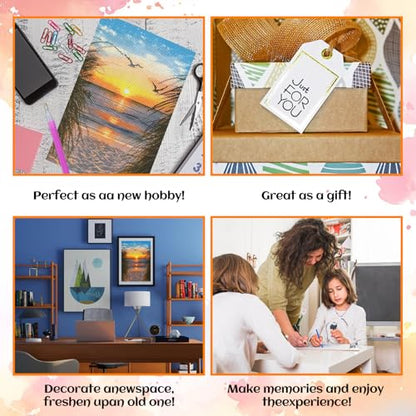 Beach Diamond Art Kits for Adults, Sunset 5D Full Drill Diamond Painting - color: US2532