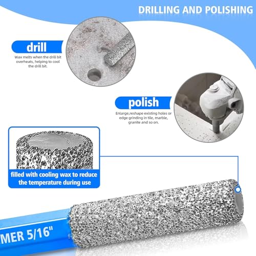 Diamond Drill Bits Set for Ceramic, Porcelain, Glass, Marble, Tile, Granite, Stone and More - Tile Drill Bits for Efficient, Precise Drilling and Milling - size: Set2-(3/16" to 1/2")