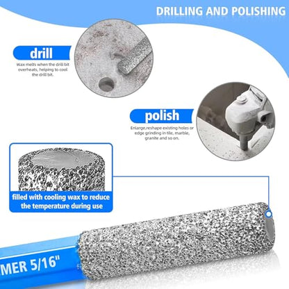Diamond Drill Bits Set for Ceramic, Porcelain, Glass, Marble, Tile, Granite, Stone and More - Tile Drill Bits for Efficient, Precise Drilling and Milling - size: Set2-(3/16" to 1/2")