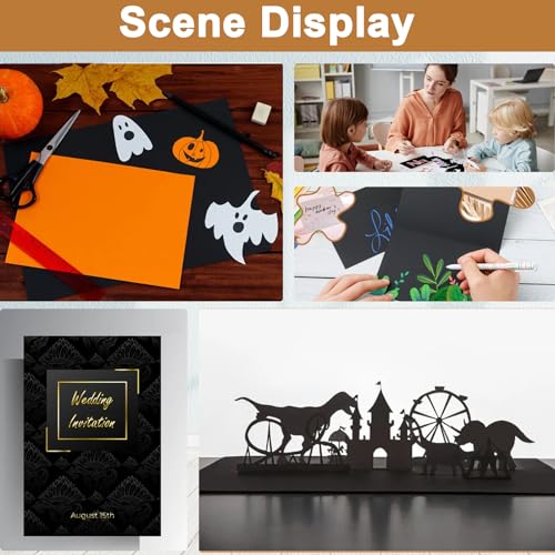 Silunkia 40 Sheets Black Cardstock 8.5 x 11 for Halloween 75lb - color: Black
