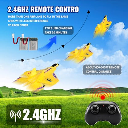 F-22 Raptor 2.4GHz RTF RC Plane 6-Axis Gyro Easy Flying For Kids Beginners - color: Yellow Kf803