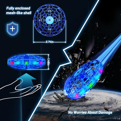 Flying Orb Ball for Kids, Hand Controlled Mini Drone, LED UFO Toy Ages 6-12 - color: Blue