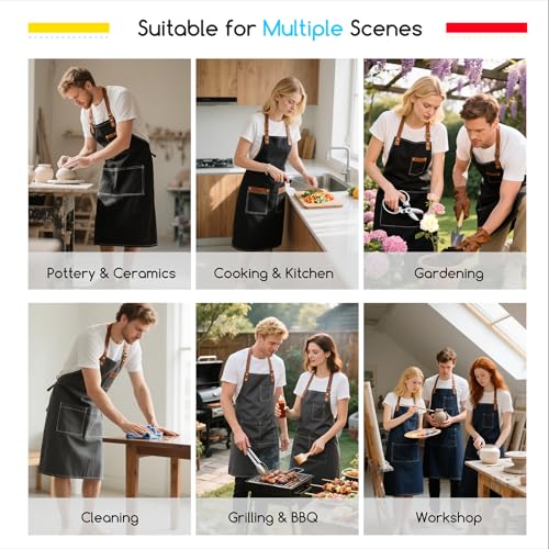 MEEDEN Painting Apron for Men Women: Adjustable Cross Back Waterproof - color: Black