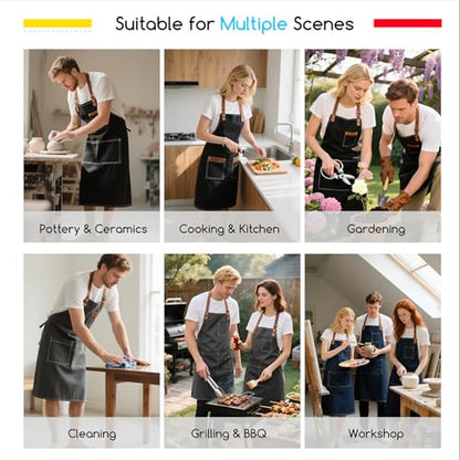 MEEDEN Painting Apron for Men Women: Adjustable Cross Back Waterproof - color: Black