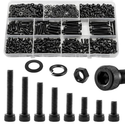 1000Pcs UIETUIL M3 Hex Socket Head Cap Screws Kit, M3x6-30mm, 12.9 - size: M3 Cap 12.9 - 1000PCS