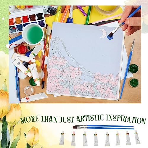 Nezyo 12 Sets Paint by Numbers with Frame for Adults, Acrylic Canvas 8x8 - style: Spring