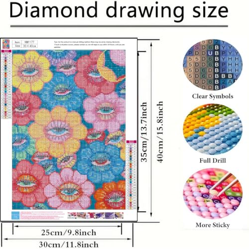5D Diamond Painting Kit for Adults, Eye Flower Diamond Art Kits12x16In - color: KM1177-1