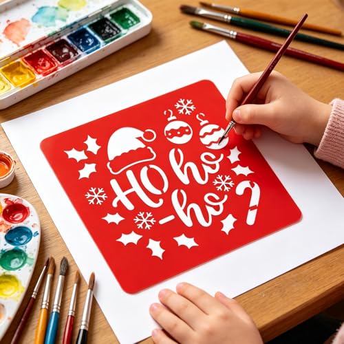 CUTHOLLOW 25 PCS Christmas Theme Painting Shape Stencils Sets - style: Christmas Theme
