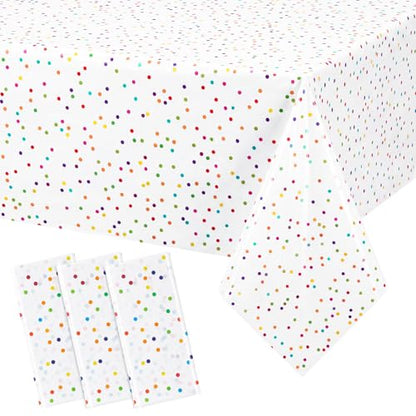 Mindsoft 3 Pcs White Mini Rainbow Polka Dot Plastic Tablecloth Party - color: White, style: Mini Rainbow Polka Dot