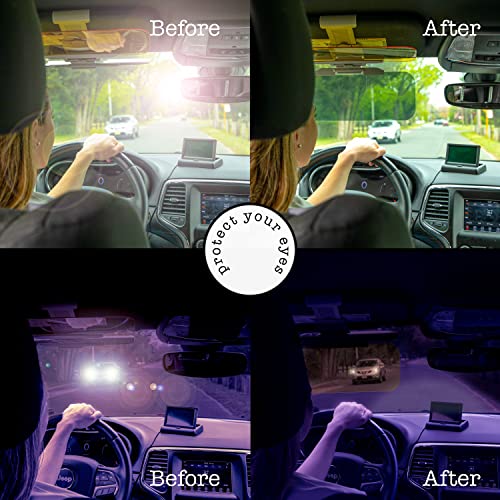 ZONETECH Day and Night Anti-Glare Car Windshield Visor - Premium Quality Universal Sunshade and Anti-Dazzle Night-time Driving Auto Accessory (2 Pack) - size: 2-Pack