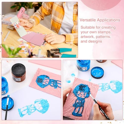 Frienda 30 Pcs 4" x 6" Rubber Linoleum Block for Printmaking, White Pink - color: White Pink