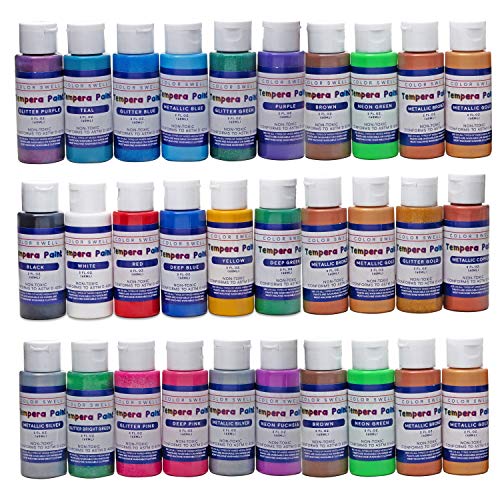 Color Swell Washable Tempera Paint Set - 2oz bottles of 30 Colors