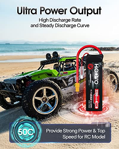 HOOVO 3S 11.1V 2200mAh 50C Lipo Battery with XT60 Connector 2 Pack