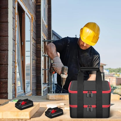 Double-Layer Battery Bag for Makita 40V, for Dewalt Battery&Charger - color: Red
