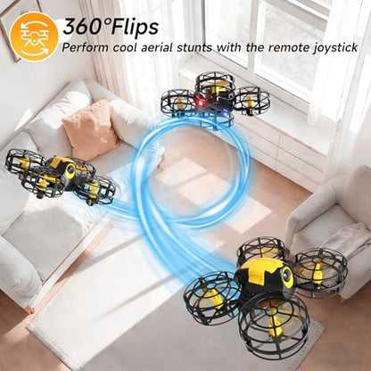 4DRC V18 Mini Kids Drone, Beginner RC Quadcopter with 2 Control Methods, Headless Mode, Auto Hover, 3D Flips, LED Lights, 3 Speeds, 2 Batteries, Fly Toy Gift for Boys