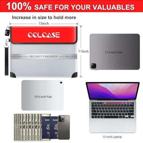 COLCASE Fireproof Document Bag 5200℉ Heat Insulated Waterproof Fireproof - style: 5200℉ Bag Silver