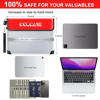 COLCASE Fireproof Document Bag 5200℉ Heat Insulated Waterproof Fireproof - style: 5200℉ Bag Silver