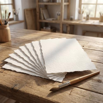 8 Sheets Cotton Watercolor Paper, 102 x 152mm White Handmade Paper