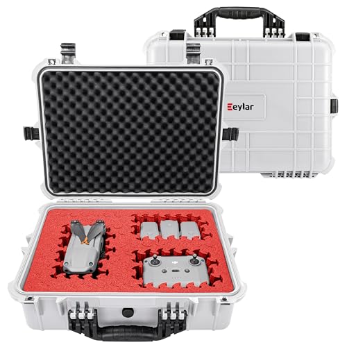Eylar 20" Large Hard Case Equipped With Ragar Reconfigurable & Reusable XP Crosslinked Foam, Waterproof, Shockproof For Gear, Drones And Cameras (2 Red/Black Ragar Layers) (White) - color: White