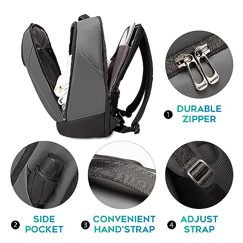 BANGE Business Commute Backpack Waterproof fit 15.6 Inch Commute backpack,Travel Durable Backpack - color: Grey(no Charge Port)