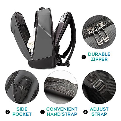 BANGE Business Commute Backpack Waterproof fit 15.6 Inch Commute backpack,Travel Durable Backpack - color: Grey(no Charge Port)