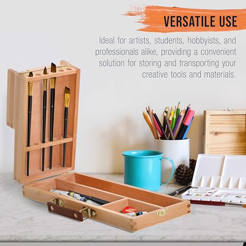 U.S. Art Supply Multi-Function Flip Open Artist Supply Box, Locking Clasps