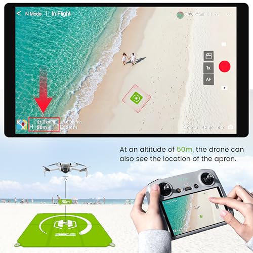 STARTRC Drone Landing Pad 22 inch Foldable & Waterproof with Wipe-clean Surface, Drone Accessories for DJI Mini 5 Pro/4/3/Mini 4k/NEO 2/Avata 360/Lito X1/Mavic 4 pro/Air 3s, for Skyrover X1/S1 Landing Pad Weighted with Stakes(55cm) - color: Sky blue-green