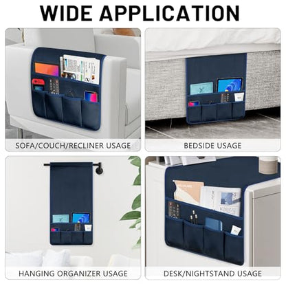 Remote Control Holder for Armchair Caddy, Remote Holder with 5 Pockets - color: Blue-A, size: 35"x18"