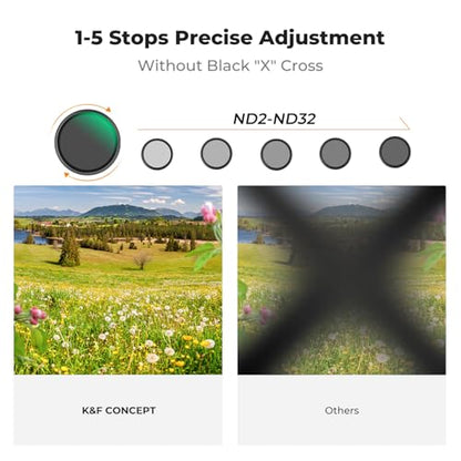 K&F CONCEPT 55mm Black Diffusion Mist 1/4 & Variable ND2-32 in-1 Filter - size: 55mm