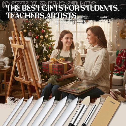 Fulmoon 90 Pcs Blending Stumps Tortillions Set Professional Drawing Tools Blending Sponge Pens Pencil Sharpener for Sketching, Charcoal Art Bulk Pack for Schools Artists
