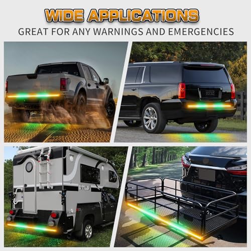 XRIDONSEN 60 inch Amber and Green Tailgate Emergency Lights Strip - color: Amber/Green