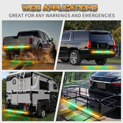 XRIDONSEN 60 inch Amber and Green Tailgate Emergency Lights Strip - color: Amber/Green