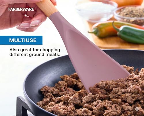 Farberware Pro Spoonula with Beechwood Handle and Built-In Hang Hole, Blush - Kitchen Scraping and Stirring Tool for Pots, Bowls, and Pans - color: Blush