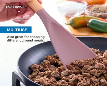 Farberware Pro Spoonula with Beechwood Handle and Built-In Hang Hole, Blush - Kitchen Scraping and Stirring Tool for Pots, Bowls, and Pans - color: Blush