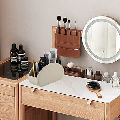 Remote Control Holder,TV Remote Caddy/Box with 5 Compartments,Bedside Table Organizer for Controller,Glasses,makeup brushes,jewelry and Media Player,Pen/Pencil Storage (Cream) - color: Cream