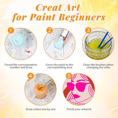 4 Pack Framed Paint by Numbers Kit for Adults, Pink Disco, 8 x 12 Inch - color: TRTDOP4F205