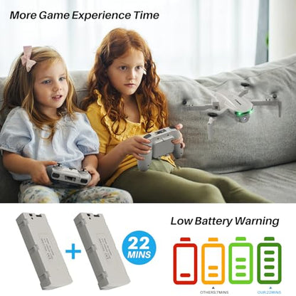 Simrex Drone With 1080P FPV Camera for Kids Adults - Quadcopter Drone with Hover Stable, Foldable Mini Drones With One Key Start, Waypoint Fly, Headless Mode, Auto-Follow, 3D Flip, 3 Speeds, 2 Batteries, Easy for Beginners