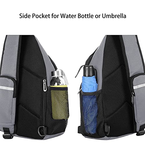 MOSISO Sling Backpack Bag, Crossbody Shoulder Bag Travel Hiking Daypack Chest Bag with Front Square Pocket&USB Charging Port - color: Grey