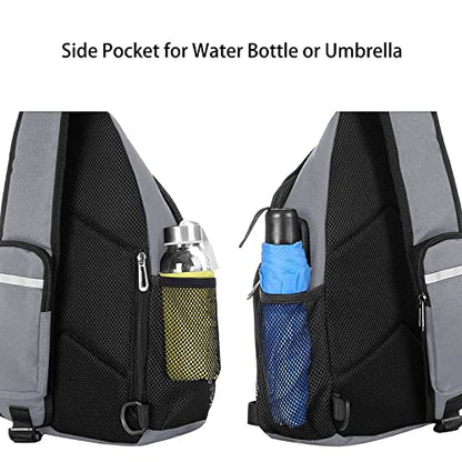 MOSISO Sling Backpack Bag, Crossbody Shoulder Bag Travel Hiking Daypack Chest Bag with Front Square Pocket&USB Charging Port - color: Grey