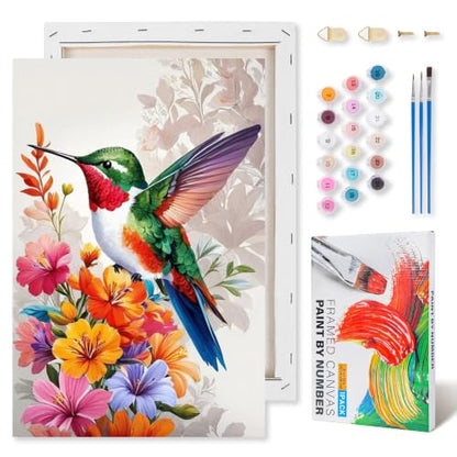 Hummingbird Framed Paint by Numbers Kit for Adults Beginner 8x12 inch - color: Frame-OP-US04