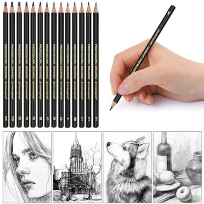 Heshengping, Sketching and Drawing Pencils Set-26pcs,Art Supplies Drawing Kit,Graphite Charcoal Professional Pencils Set, Adults Beginners Artist with Silver Case - style: Silver | 26 Pack