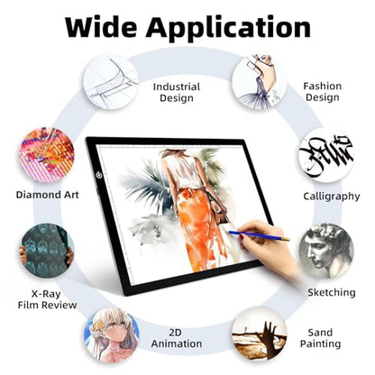 KIVOTAC A3 Tracing Light up Box,LED Light Pad Ultra-Thin USB Powered Brightness Dimmable LED Tracing Board for Drawing, Weeding Vinyl, Diamond Art, Sketching and Animation - size: A3 USB Powered