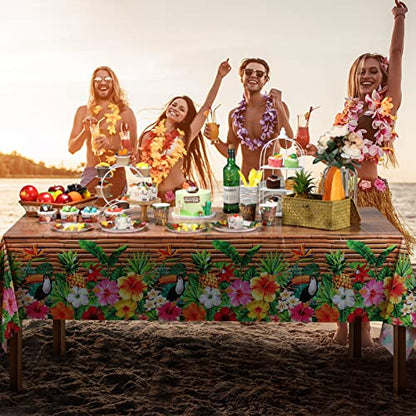 Frienda 3 Pcs Tiki Tablecloth Luau Table Cover Hawaiian Decor, Modern Style - style: Modern