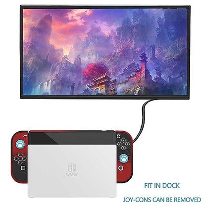 COMCOOL Dockable Case for Nintendo Switch OLED - [9 FT Military Grade Drop Protection] [with Tempered Glass Screen Protector] Cute Kawaii Protective Cover Shell for Nintendo Switch OLED - Black Red - color: Red Black